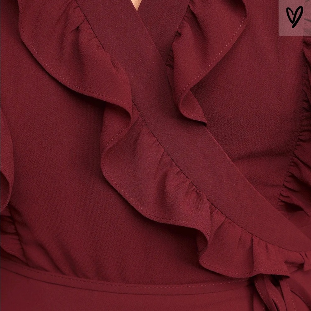 Lulus burgundy ruffled wrap maxi dress - Picture 5 of 6